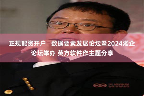 正规配资开户   数据要素发展论坛暨2024淞企论坛举办 英方软件作主题分享